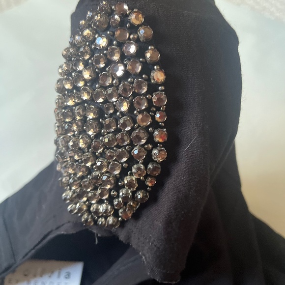 Alice Olivia Stacey Bendet Embellish Patched Shoulder Jeweled Cocktail Tee Top - Picture 15 of 15